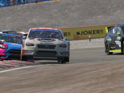 Szene aus einem Rallyecross SimRacing Rennen auf iRacing